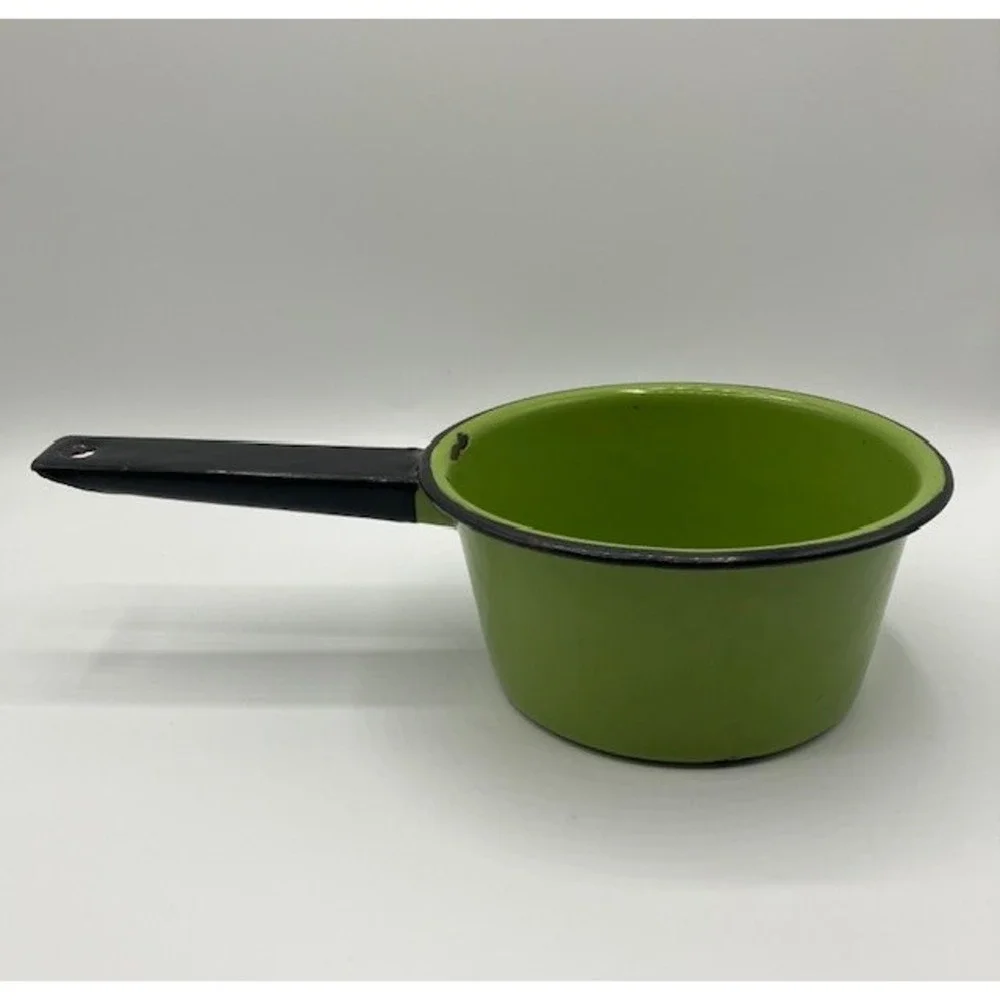 Vintage Saucepan‎ Enamelware Green Mid Century Modern Kitchen Decor 3 cup